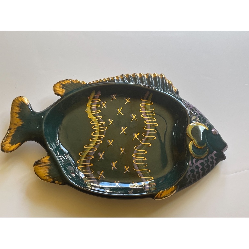 Enchanto Calif Pottery Fish serving platter Dish - Mid century modern